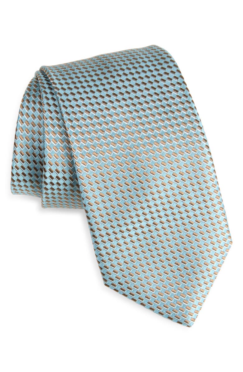 Canali Geometric Silk Tie, Main, color, Light Green
