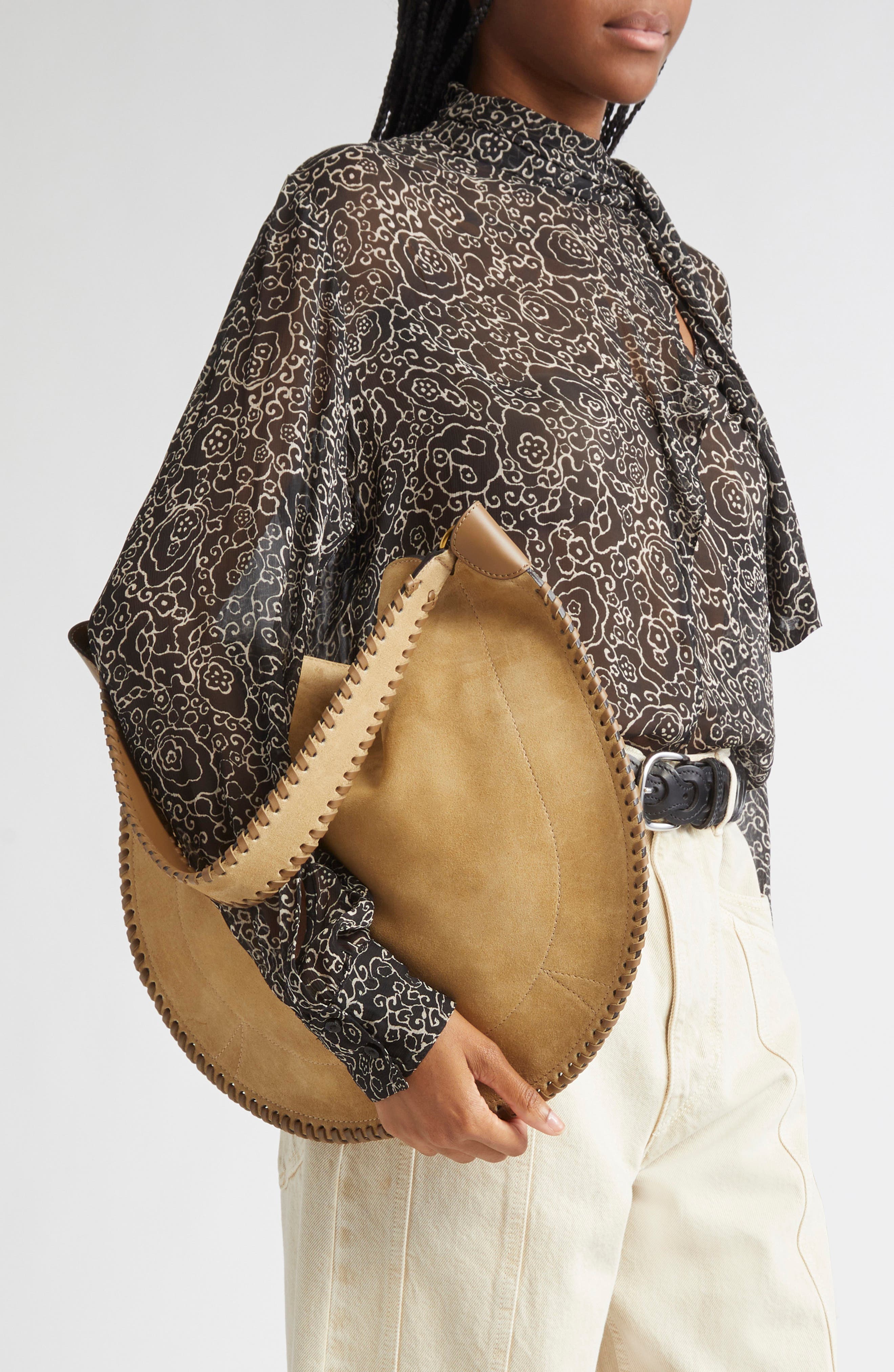 Isabel Marant Oskan Soft Suede Hobo Bag, Alternate, color, Sand