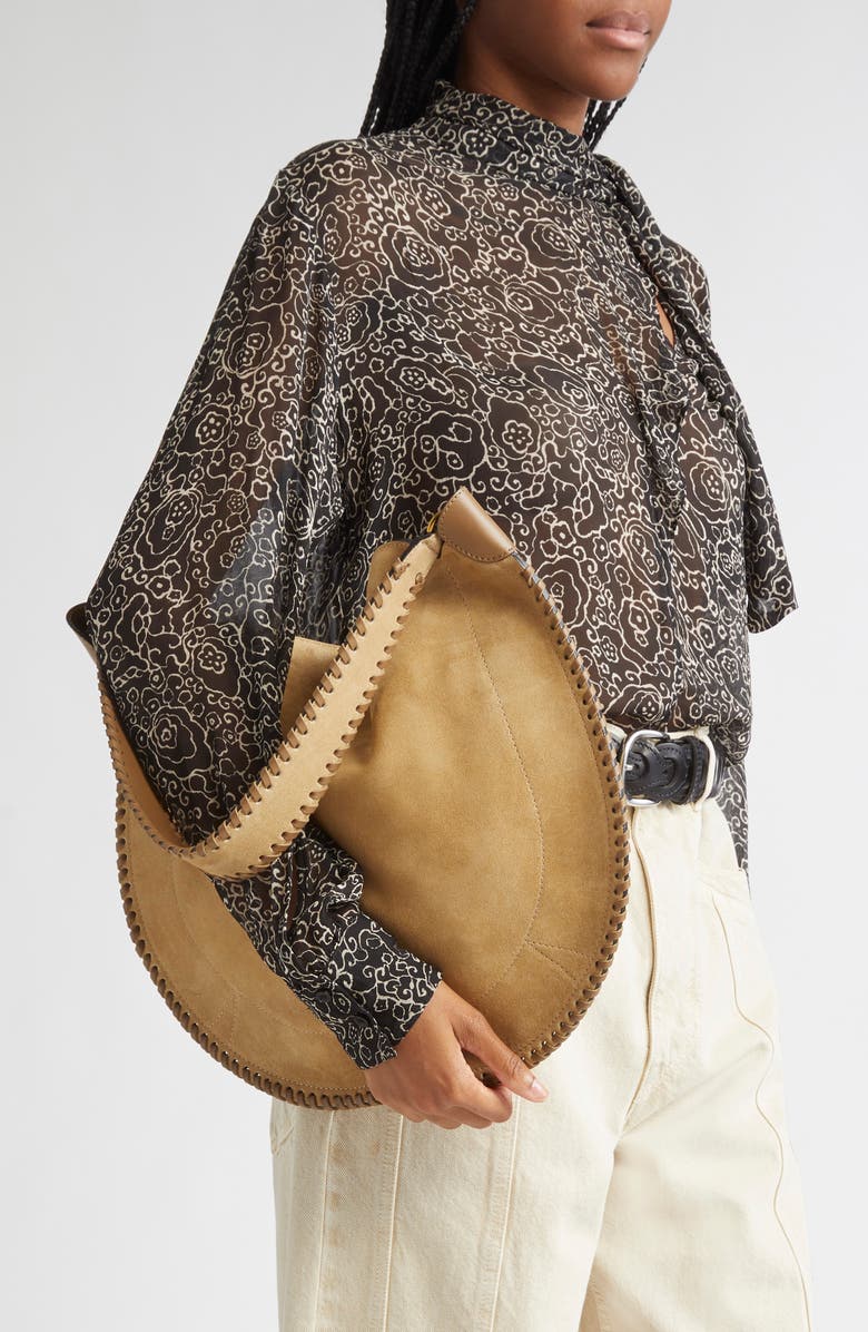 Isabel Marant Oskan Soft Suede Hobo Bag, Alternate, color, Sand