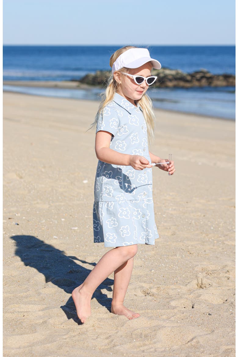 Kids' Flower Short Sleeve Dress, Alternate, color, BLUE
