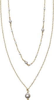 Argento Vivo Sterling Silver Faux Pearl & Bead Chain Necklace