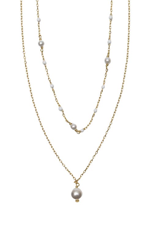 Argento Vivo Sterling Silver Faux Pearl & Bead Chain Necklace