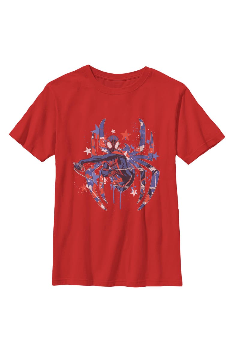 Boys' Patriotic Spider Logo T-Shirt, Main, color, Red