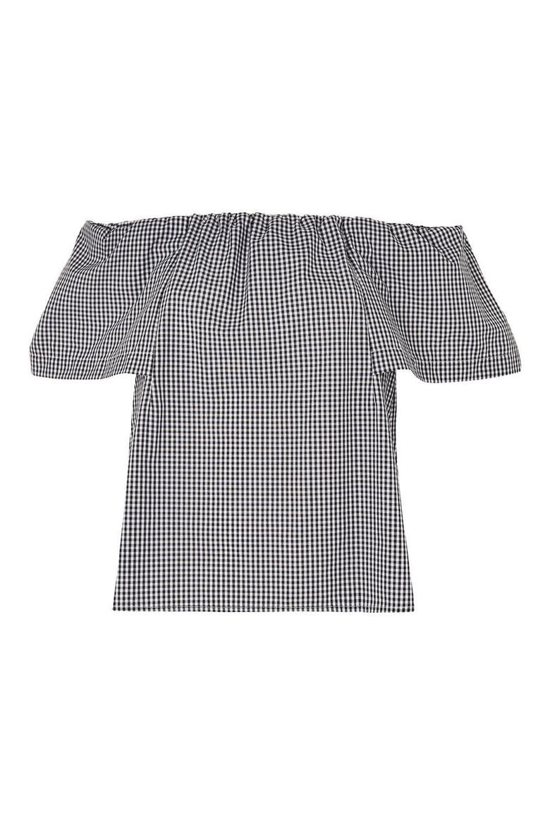 Maggie Bardot Gingham Top, Alternate, color, BLACK MULTI