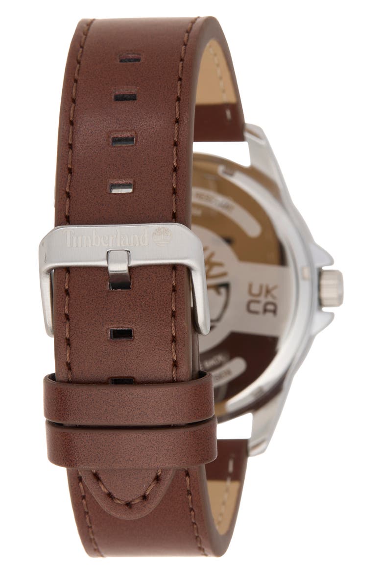 Dress Sport Quartz Chronograph Leather Strap Watch, 45mm, Alternate, color, DARK BROWN