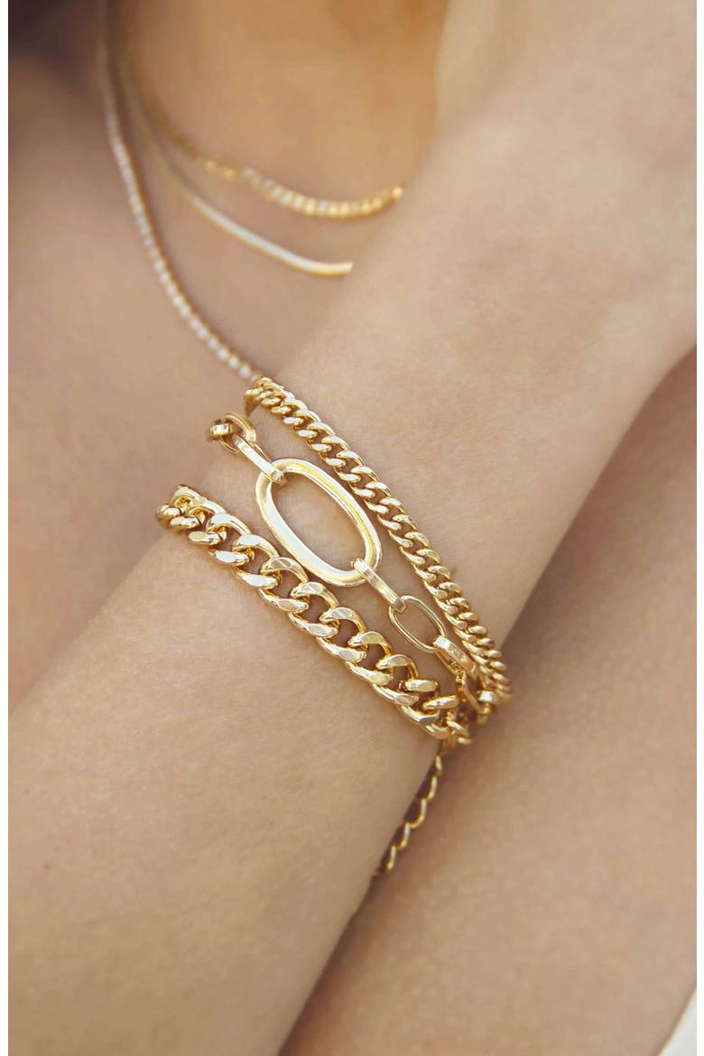 Set of 3 Chain Link Bracelets, Alternate, color, GOLD