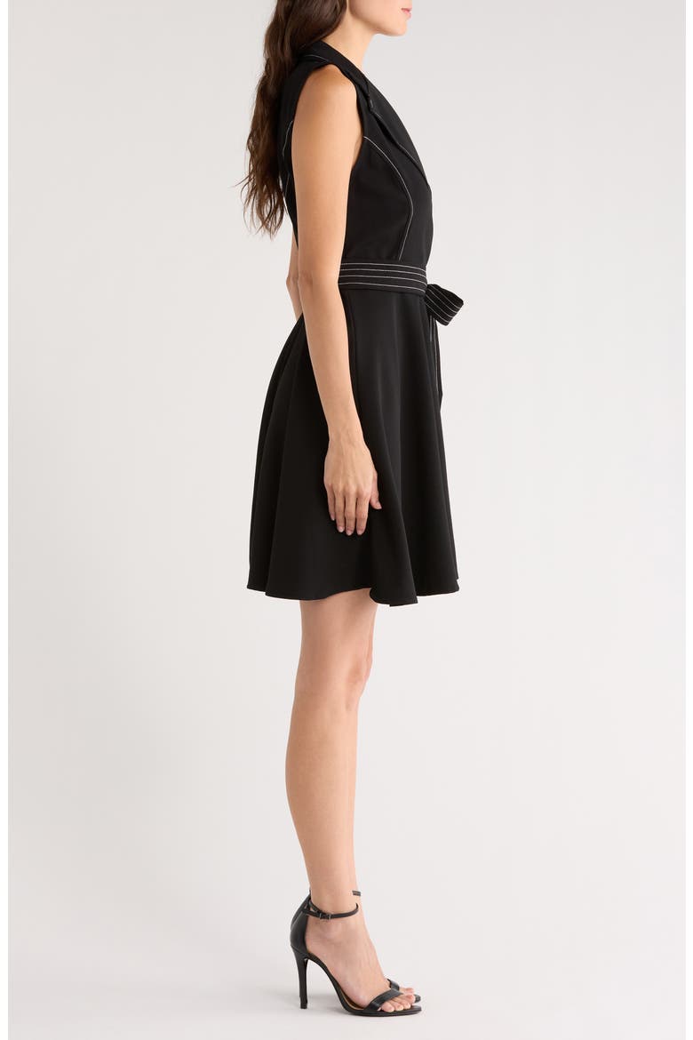 Topstitch Detail Sleeveless Dress, Alternate, color, RICH BLACK