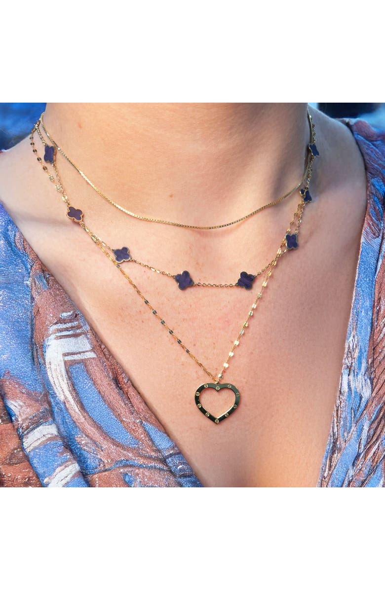 The Lovery Fine Jewelry Shimmer Open Heart Necklace, Alternate, color, Yellow Gold