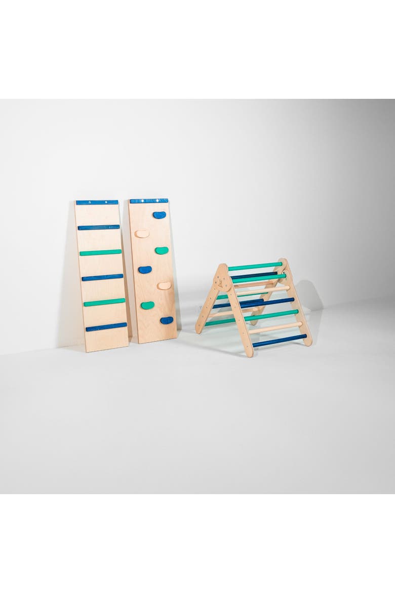 Climber Pikler Mini Triangle with Rock Wall, Main, color, Ocean