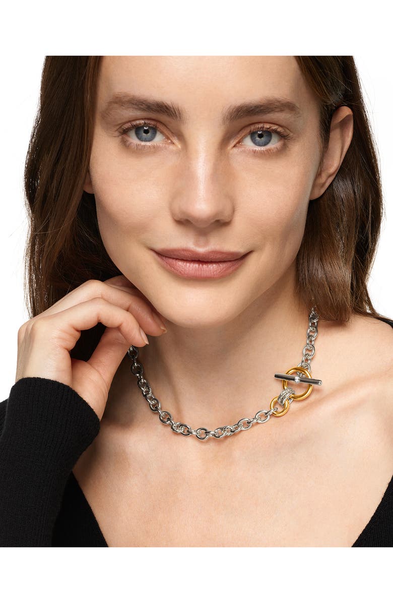 David Yurman Mercer<sup>®</sup> Toggle Chain Necklace in Sterling Silver with 18K Yellow Gold and Diamonds, 8mm, Alternate, color, Diamond