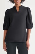 Ming Wang Deco Puff Sleeve Stretch Crepe Top