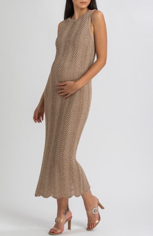 Pietro Brunelli Maternity Maternity Sleeveless Crochet Knit Fitted Maxi Hibiscus Dress