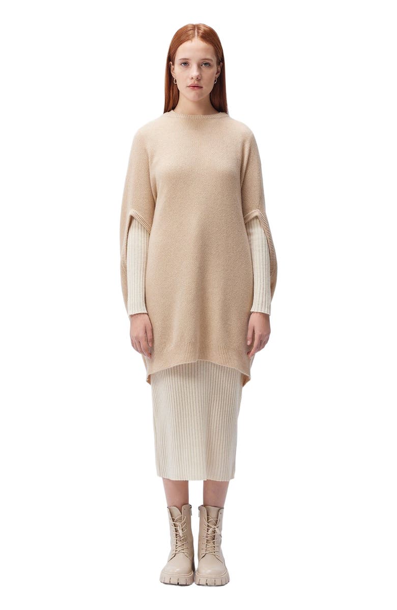 GOBI Mongolian Cashmere Cashmere Cocoon Sweater, Alternate, color, Beige