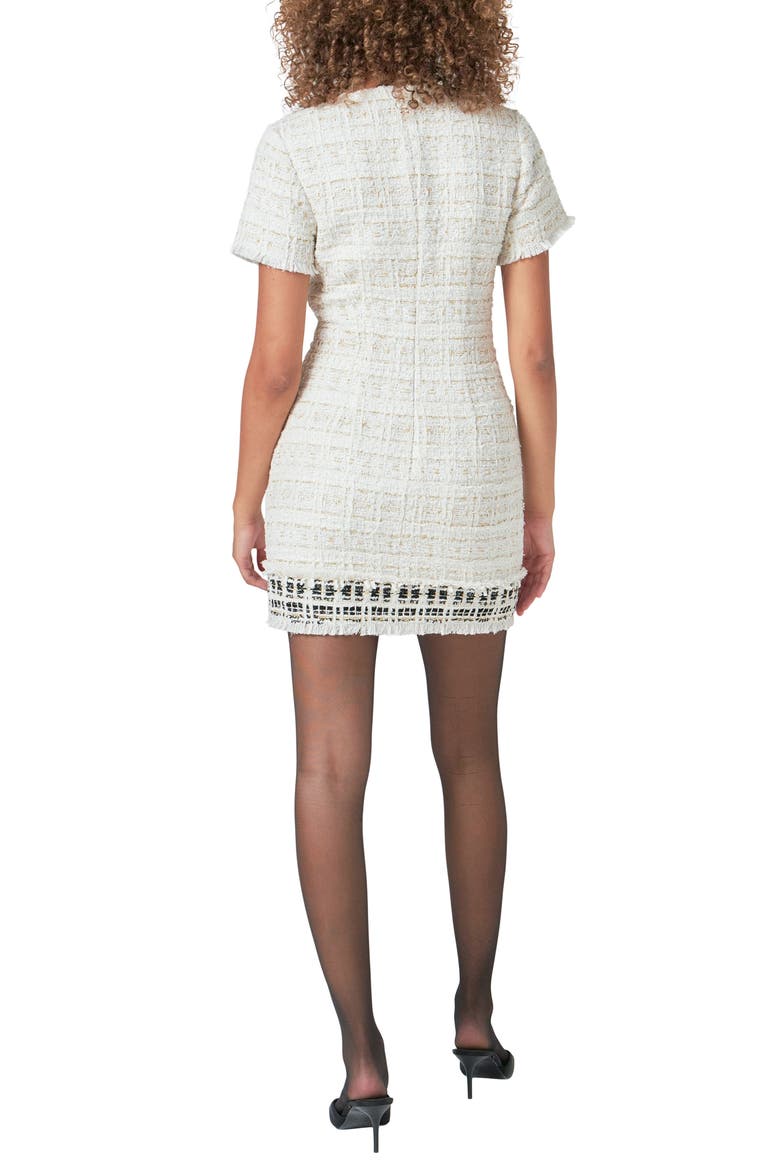 Fringe Tweed Minidress, Alternate, color, IVORY MULTI