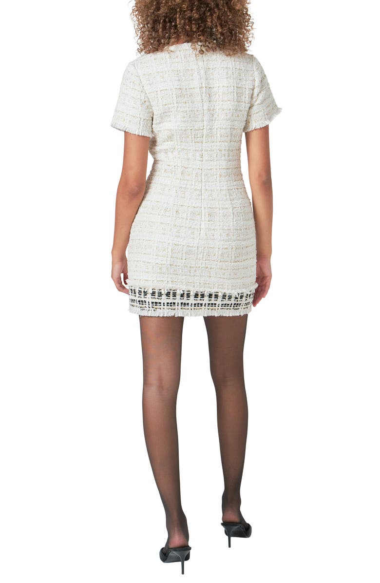 Endless Rose Fringe Tweed Minidress, Alternate, color, Ivory Multi