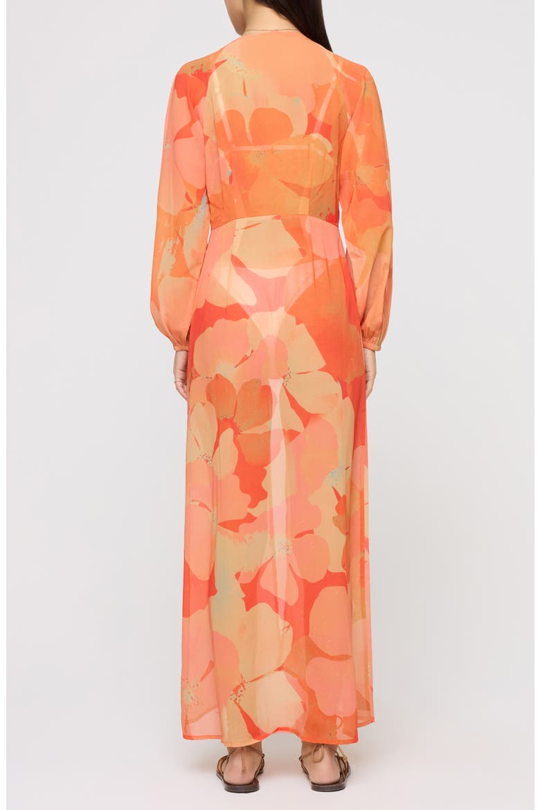 Anna Floral Tie Front Maxi Cover-Up Dress, Alternate, color, NATIVE POPPIES
