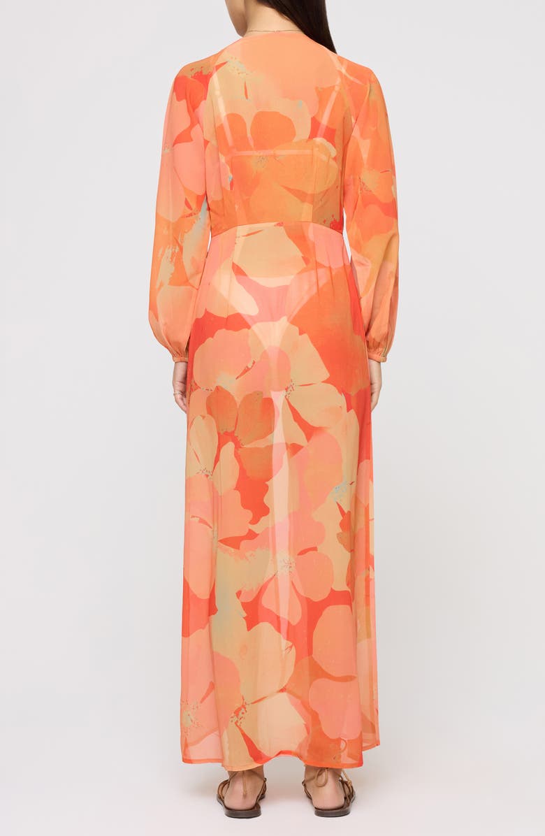 LSPACE Anna Floral Tie Front Maxi Cover-Up Dress, Alternate, color, Native Poppies