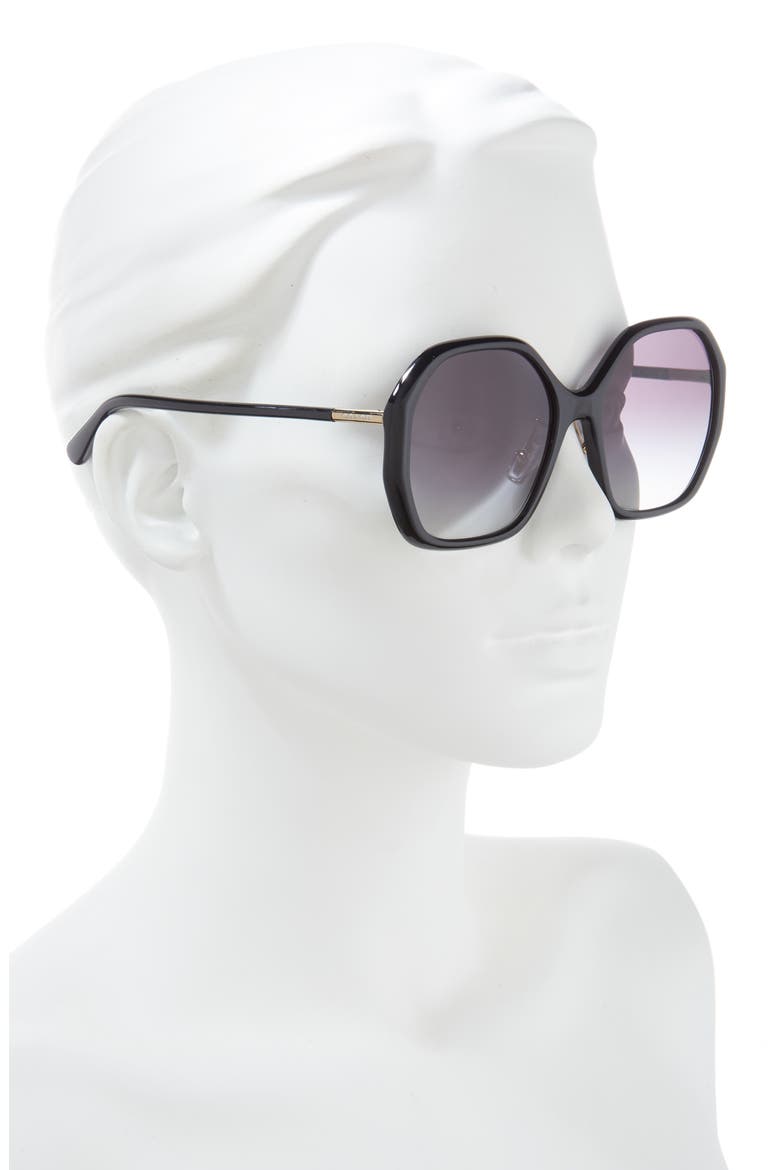 57mm Gradient Round Sunglasses, Alternate, color, BLACK