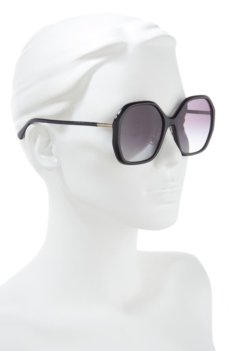 COACH 57mm Gradient Round Sunglasses, Alternate, color, Black