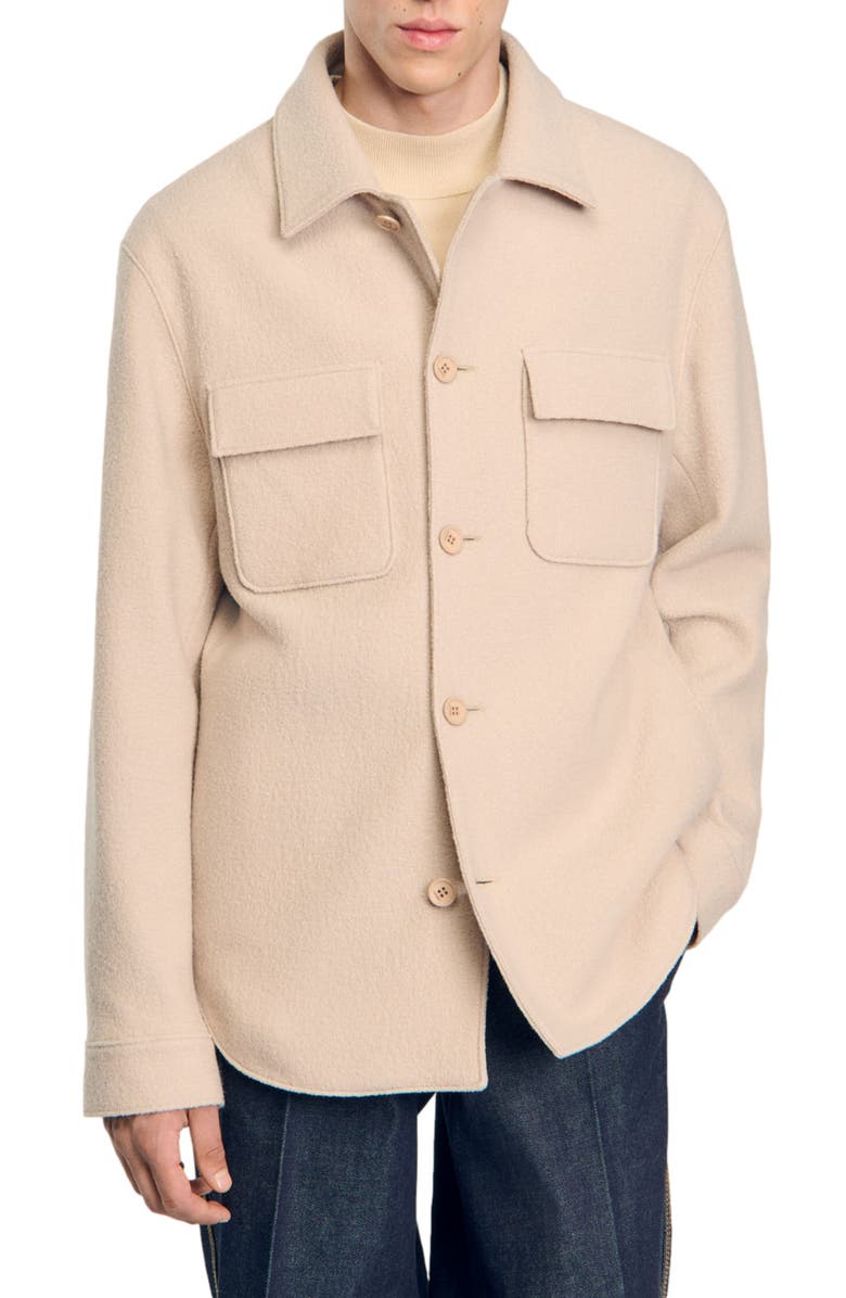 SANDRO Button-up overshirt, Alternate, color, 