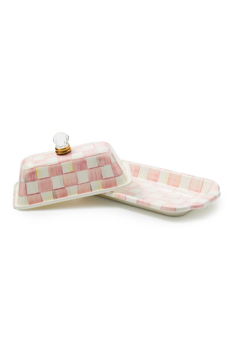 Rosy Check Enameled Steel Butter Box, Alternate, color, ROSY
