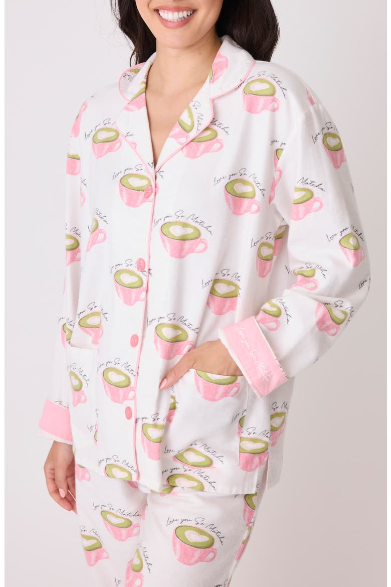 Print Cotton Flannel Pajamas, Alternate, color, WHITE LINEN