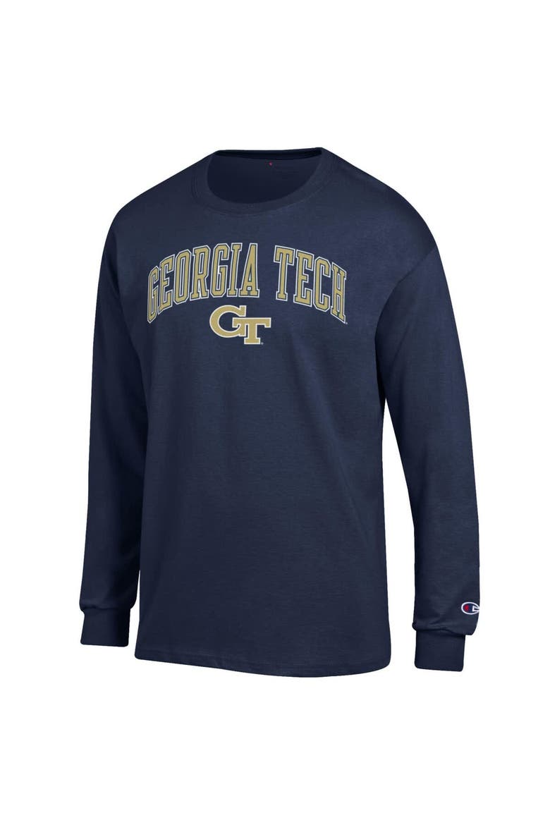 Men's Champion  Navy Georgia Tech Yellow Jackets Arch Over Logo Long Sleeve T-Shirt, Alternate, color, Navy