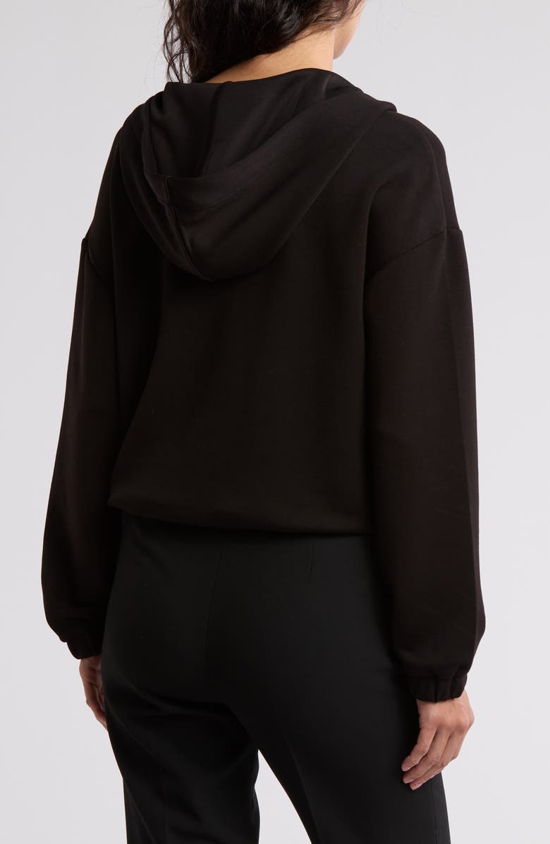 T Tahari Crop Quarter Zip Hoodie, Alternate, color, 