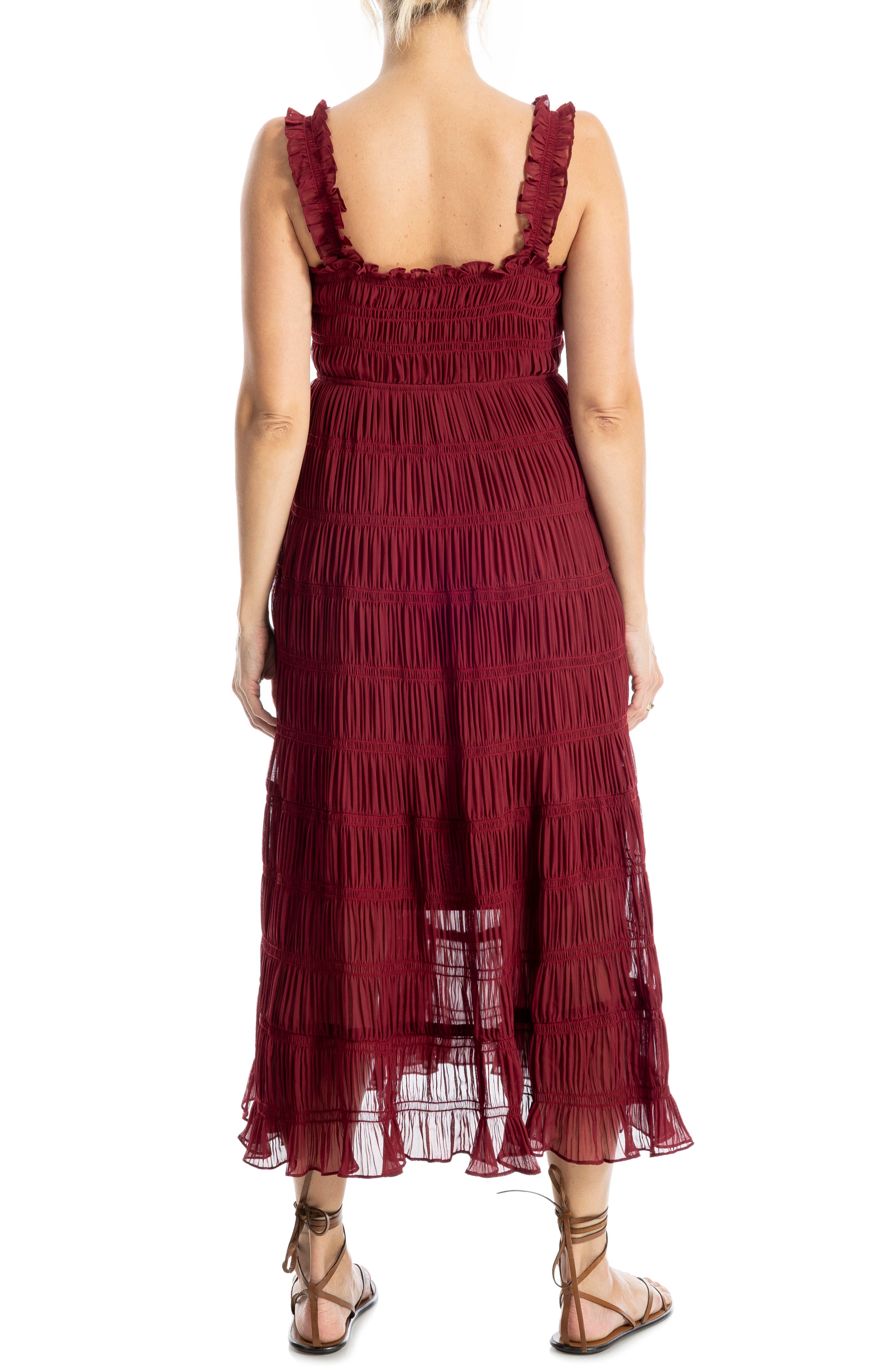 Ruffle Shirred Georgette Midi Dress - image 4