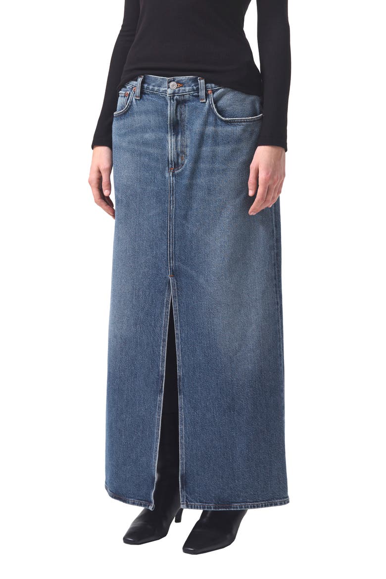 Leif Longline Denim Skirt, Alternate, color, SWING