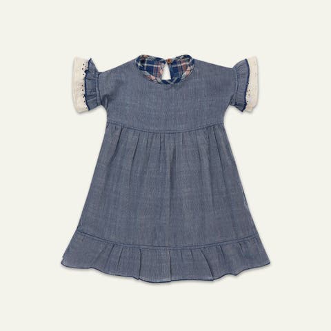 Organic Cotton Check Print Dress (Toddler, Little Kid)