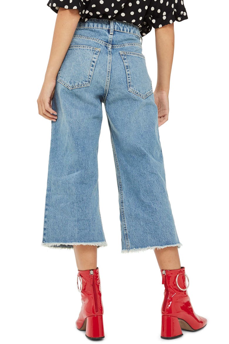 Petite Wide Leg Crop Jeans, Alternate, color, MID DENIM