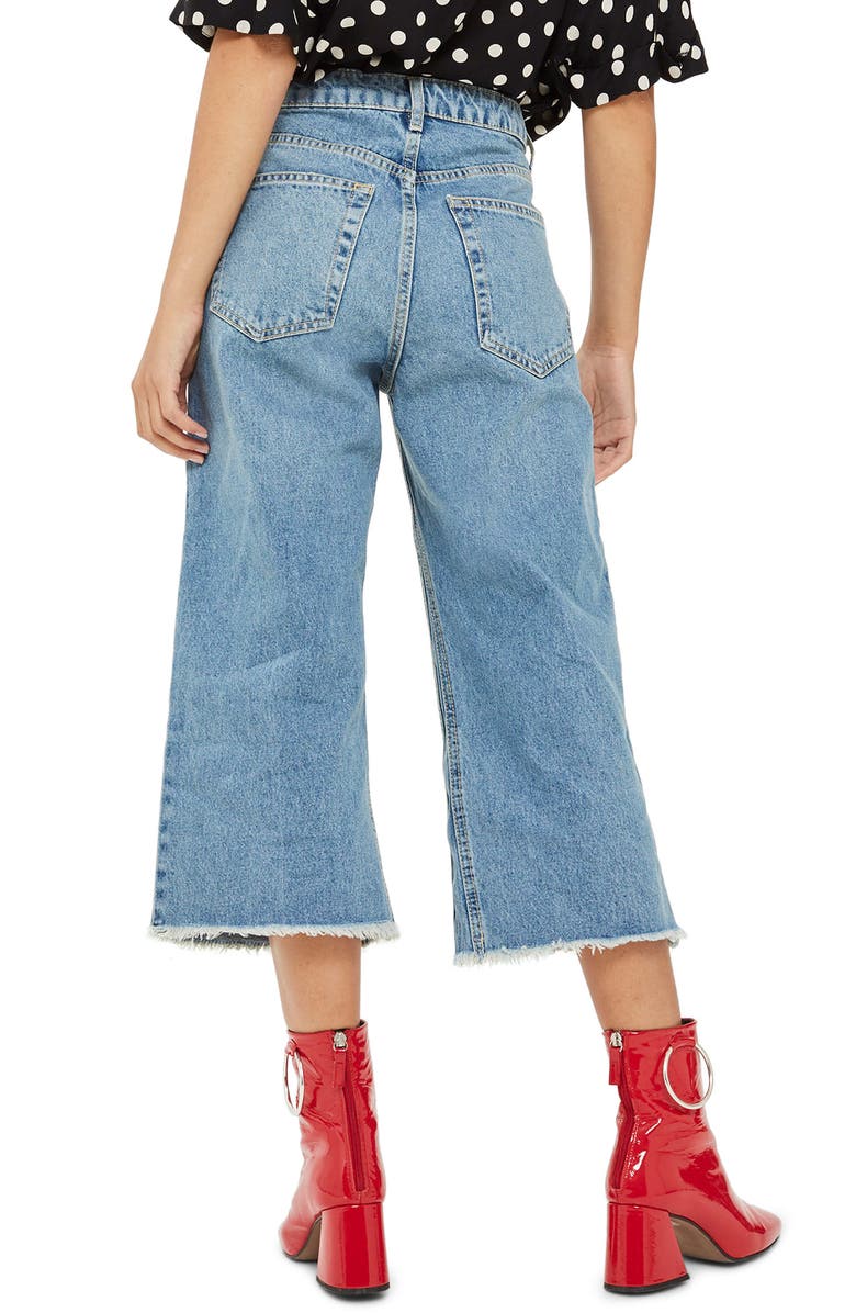 Topshop Petite Wide Leg Crop Jeans, Alternate, color,