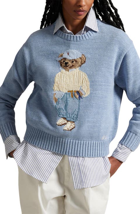 Polo Bear Intarsia Crewneck Sweater