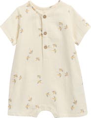 QUINCY MAE Bird Print Organic Cotton Romper