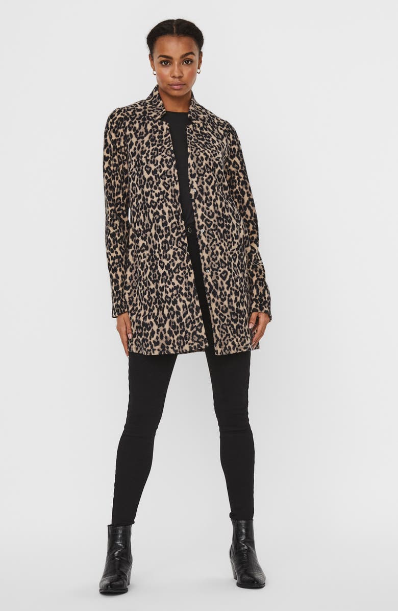 VERO MODA Katrine Brushed Animal Print Coat, Alternate, color, 