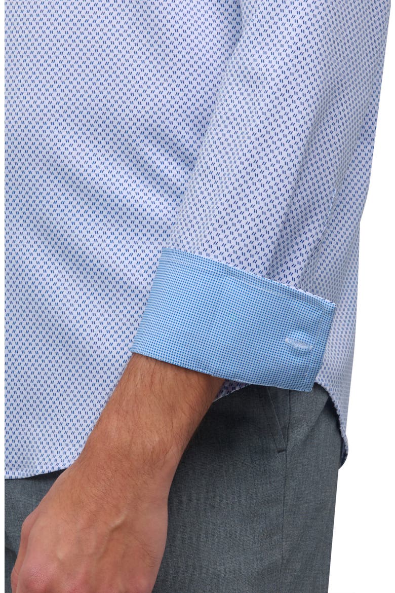 Micro Geometric Print Stretch Button-Up Shirt, Alternate, color, BLUE/ WHITE