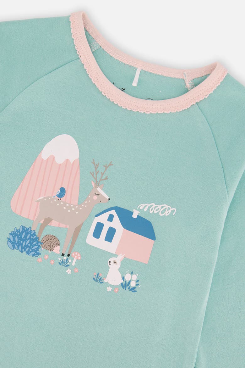 House Organic Cotton Top Pants Two Piece Pajama Set, Alternate, color, Blue Printed Houses