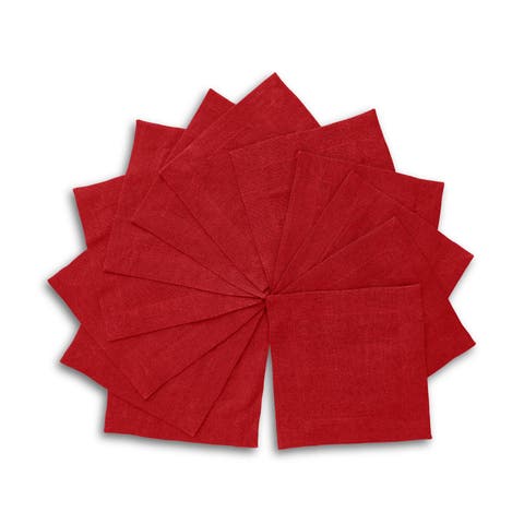 Linen Cocktail Napkins Set of 12, 6 x 6 Inch for Dining Table, Holiday and Everyday Table Decor - Sonoma