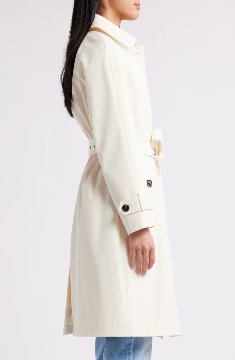 BCBG Max Azria Water Resistant Belted Trench Coat, Alternate, color, Bone