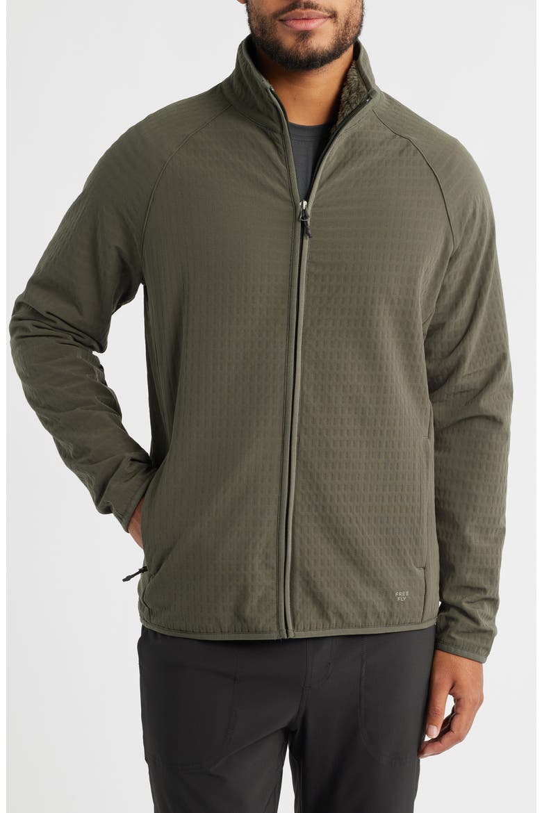 Bonded Grid Fleece Zip Jacket, Alternate, color, DARK FOREST