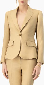 IVONNE Single-Button Tailored Linen Blazer