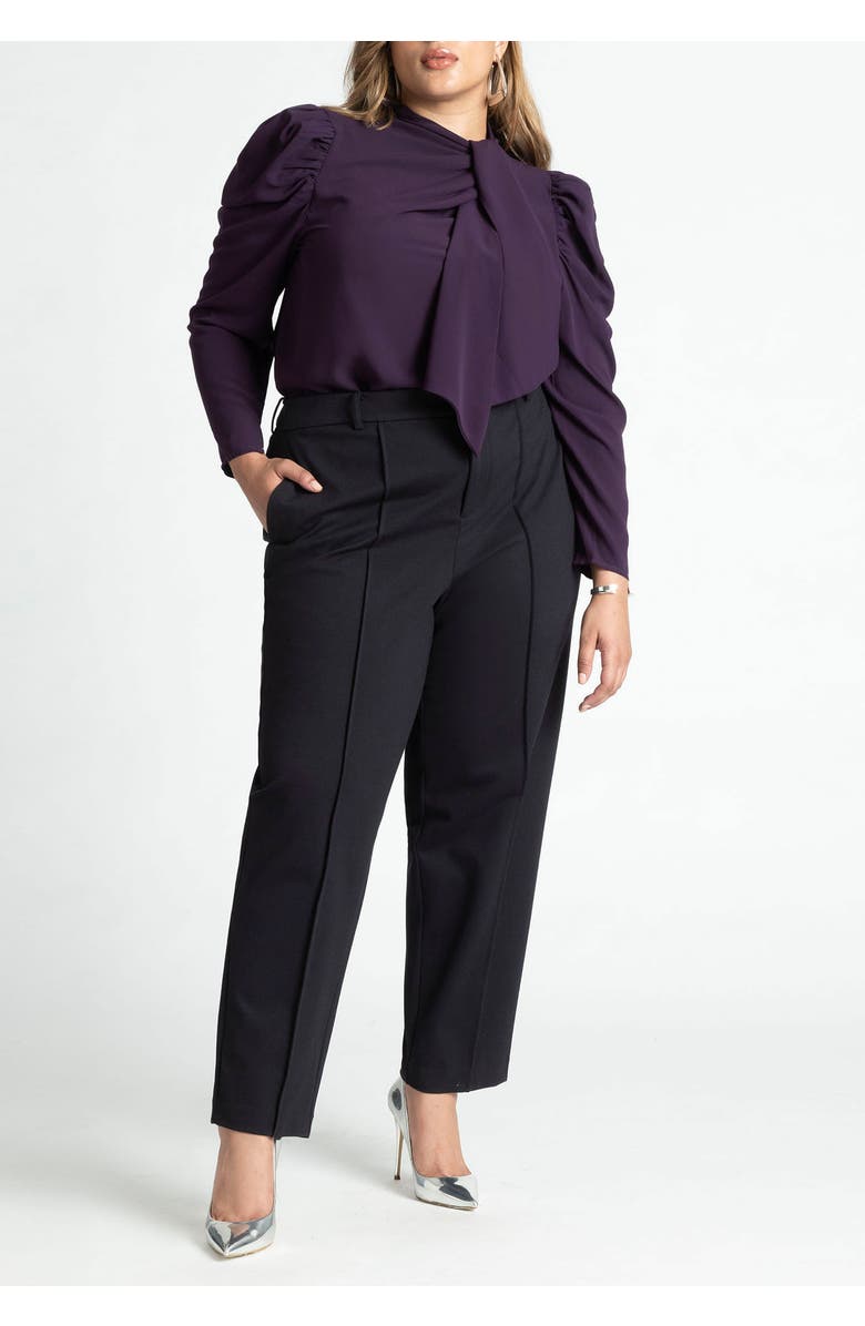 ELOQUII Drape Front Blouse, Alternate, color, Orchid Purple