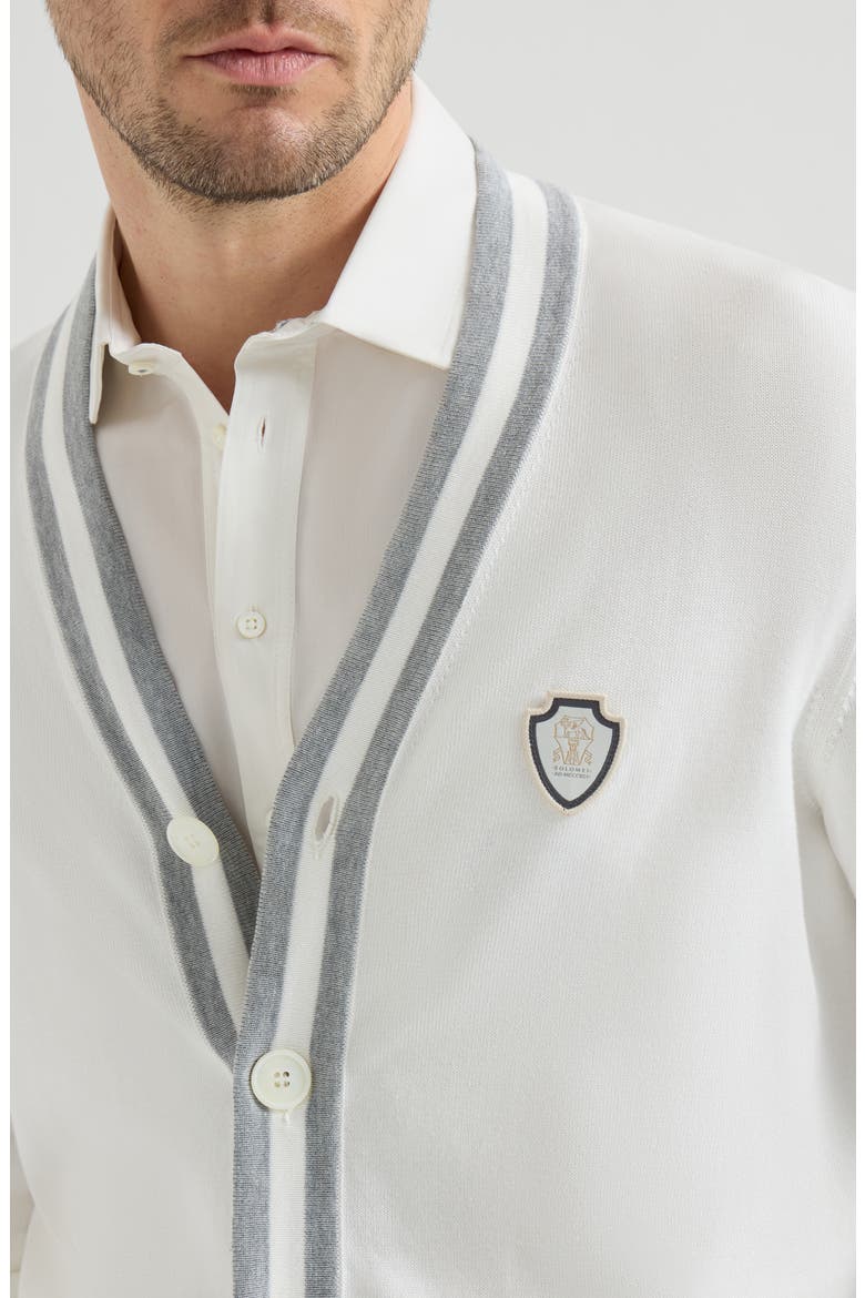 Cotton cardigan with logo, Alternate, color, White
