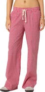 EDIKTED Taya Gingham Low Rise Drawstring Pants