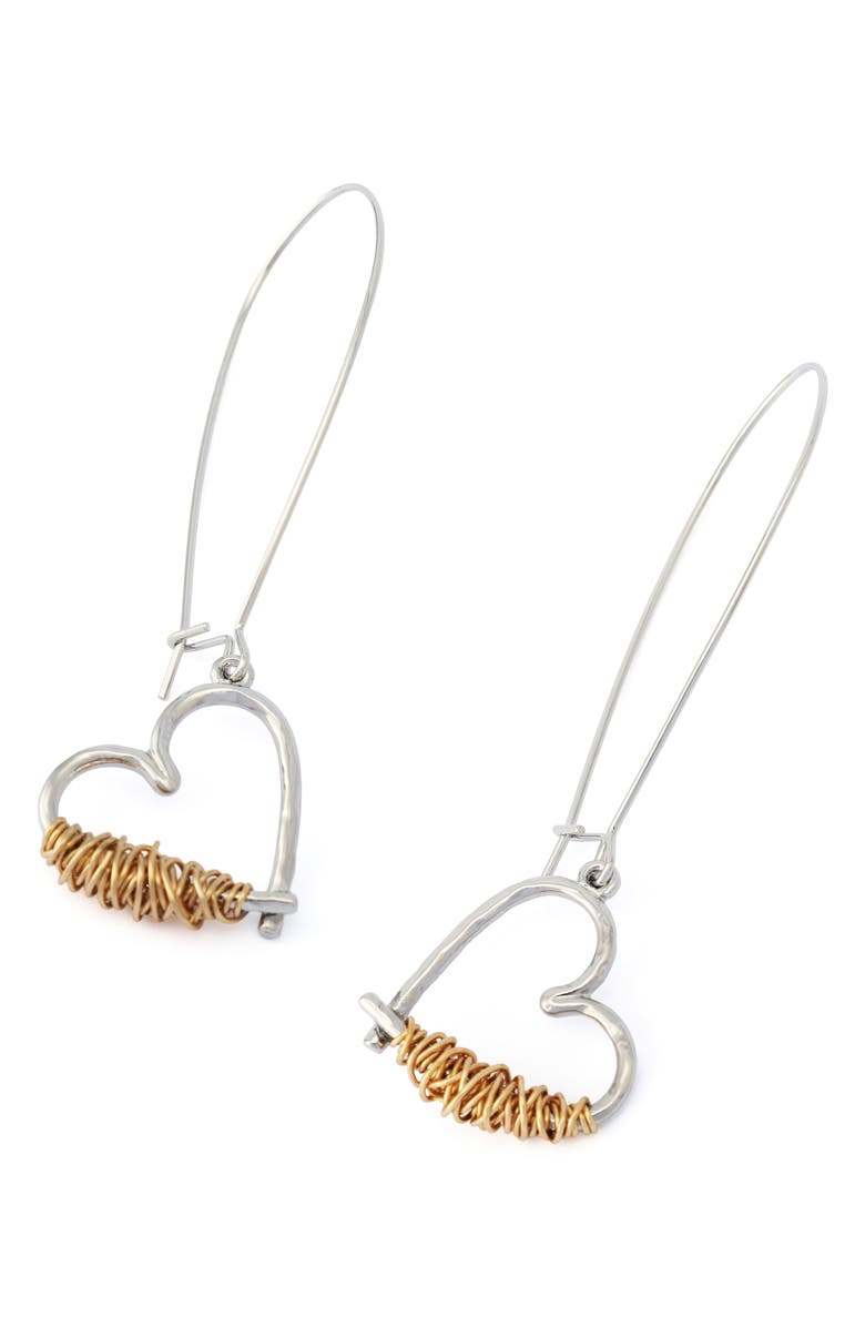 Robert Lee Morris Wire Heart Earrings, Alternate, color, Two Tone