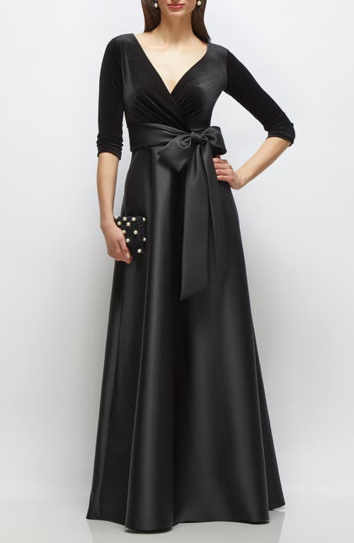 After Six Mixed Media Gown In Black