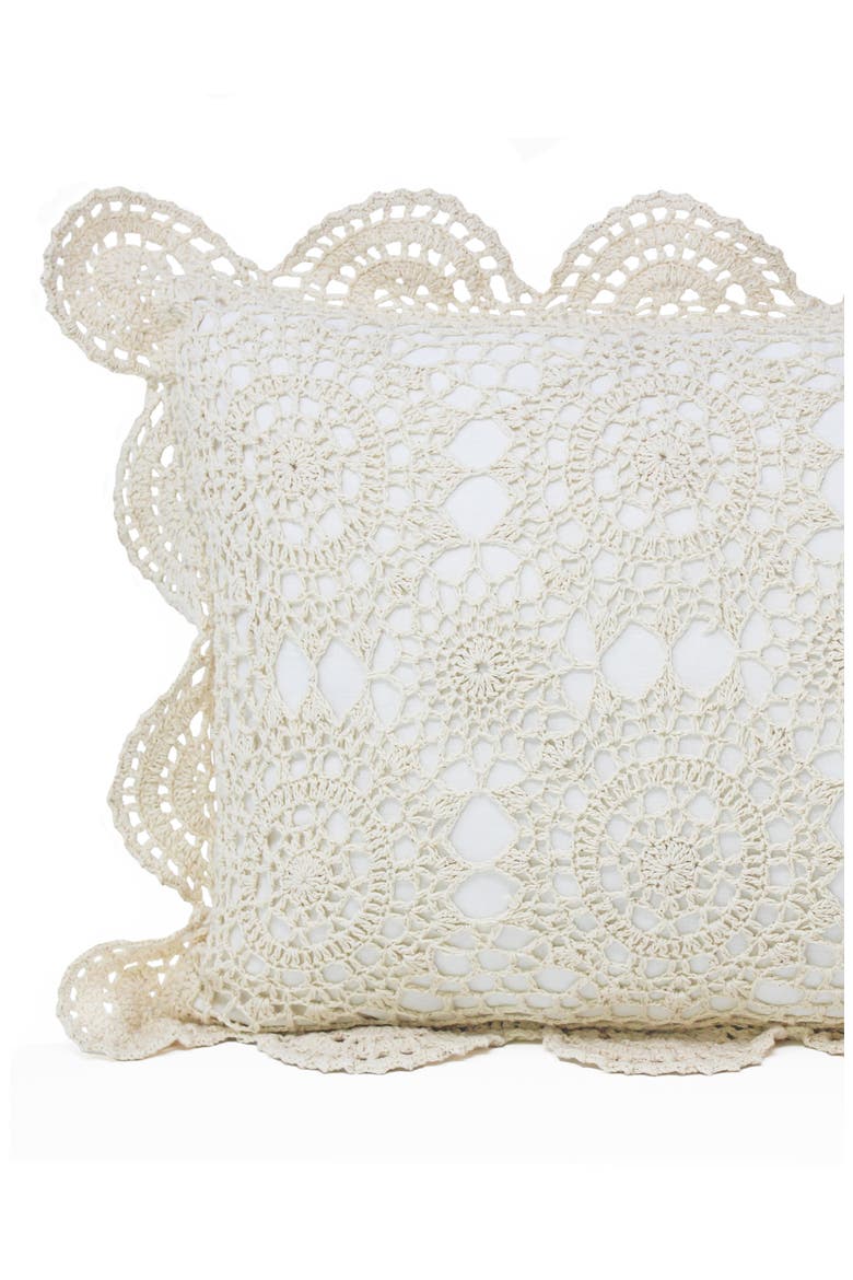 Decorative Crochet Accent Pillow, Alternate, color, IVORY