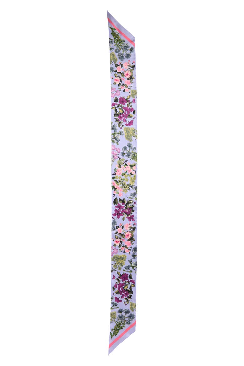 Floral Print Silk Skinny Scarf, Alternate, color, LAVENDER FLORAL ARRANGEMENT