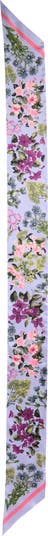 Floral Print Silk Skinny Scarf
